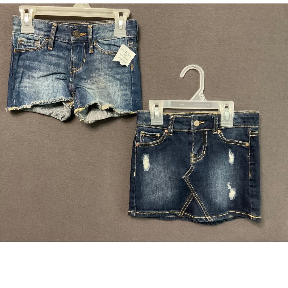 Size 4/5 , Wonder Nation Girls Distressed Denim Skirt & Unbranded Jean Shorts